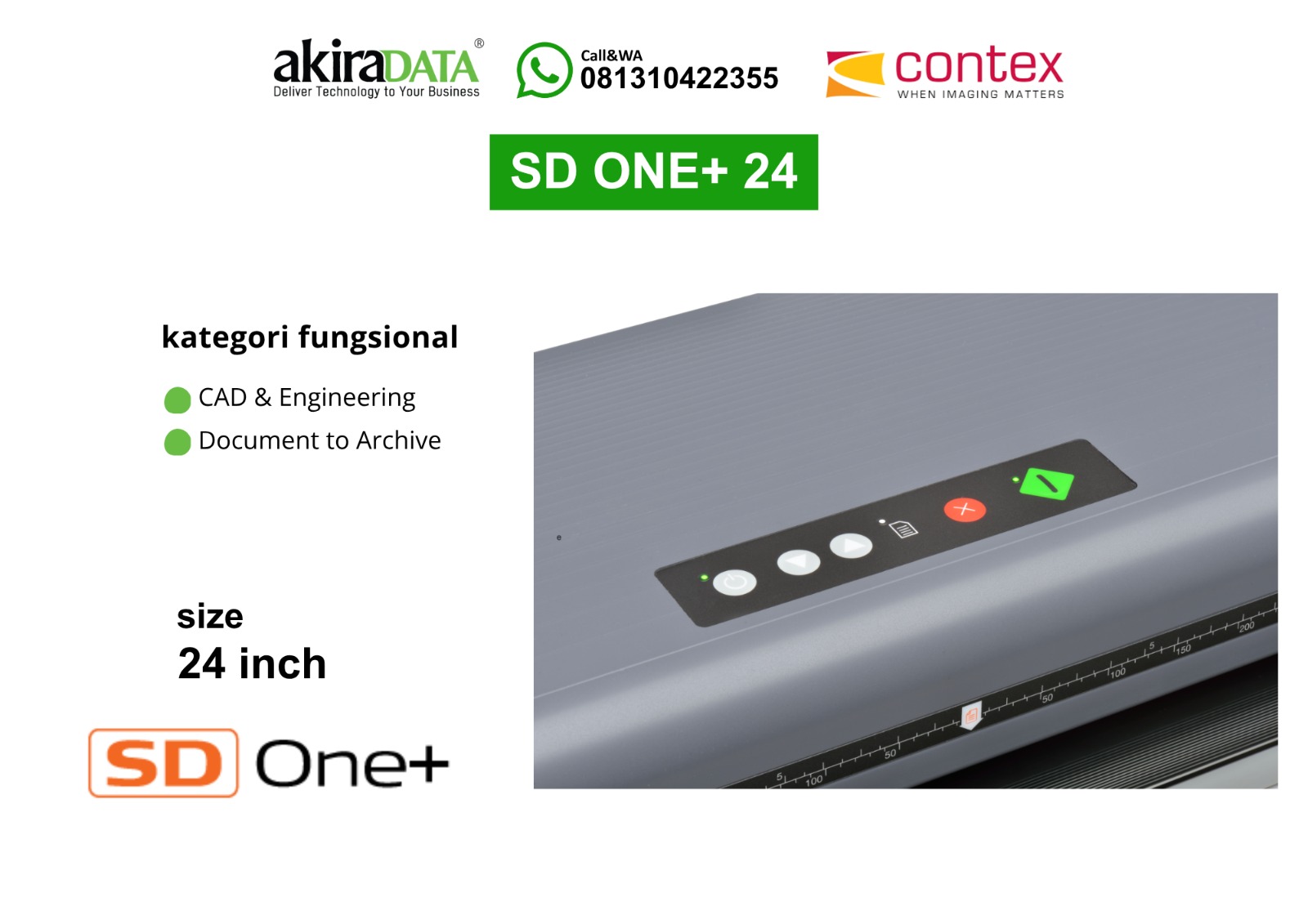 Scanner Contex Contex SD One+ 24 – Pemindai format besar (24 inci) yang ringkas untuk CAD & Engineering dan Document to Archive.
