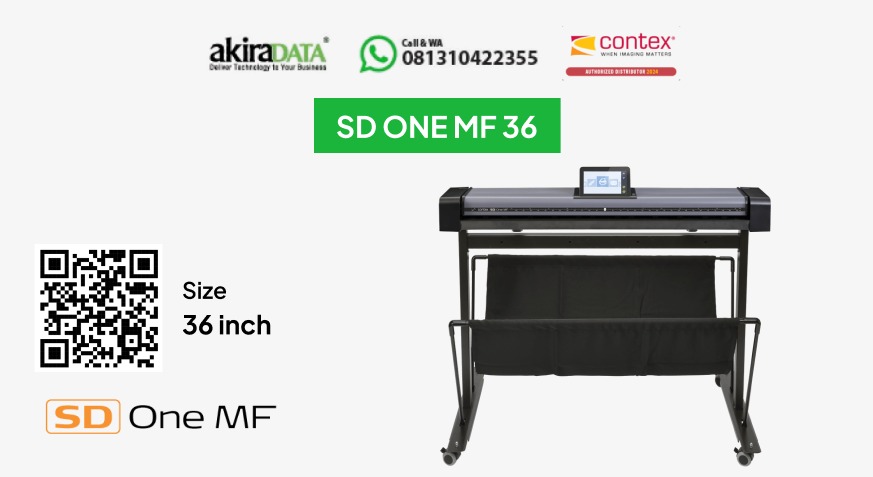Scanner Contex SD One MF 36 – Sistem MFP (Multi-Function Printer) terintegrasi full color format besar (36 inci) dengan touchscreen.